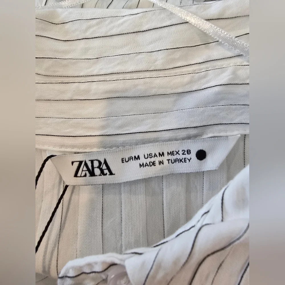 NWT Zara Chic White Striped Dress Size Medium - Picture 10 of 10